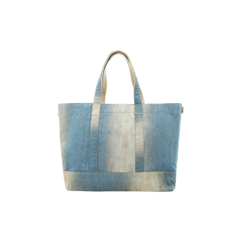 Acne Studios Denim Tote Bag, Shopping Bag, Handbag Regular Women's Light Blue/Beige-4