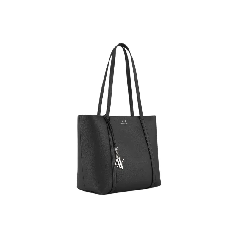 ARMANI EXCHANGEAE PU Synthetic Leather Tote Bag Shopping Bag Handbag Shoulder Bag Women's Black-1