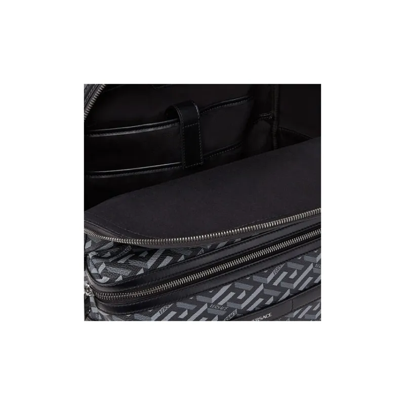 VERSACE Canvas Backpack Men's Black-3