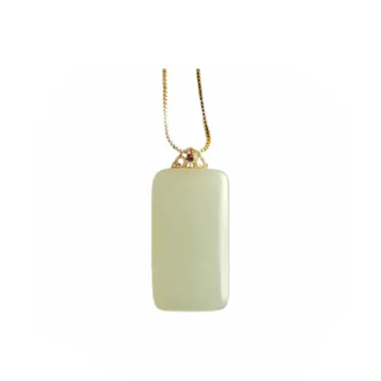 Cuizu 18K Gold Hetian Jade Pendants Women's White Jade