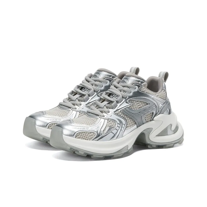GG CC Chunky Sneakers Women's Low Top Black/Silver-8