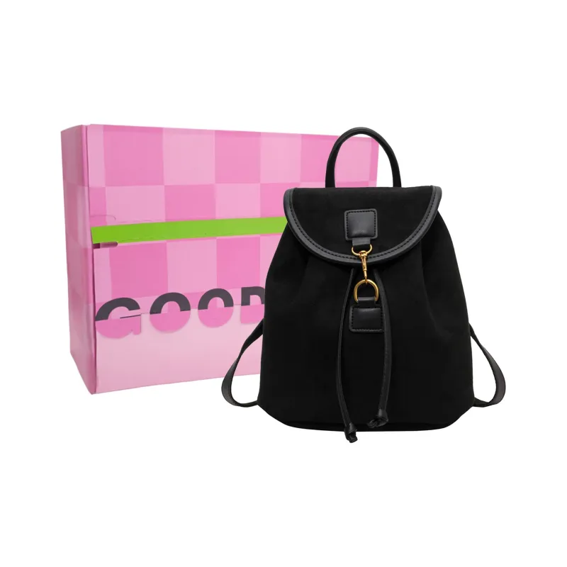UNITE STAR Canvas Backpack Medium Size Khaki Black/Cherry Blossom Pink/White-17