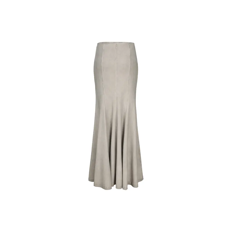 VANN VALRENCÉ Denim Long Skirt Women's Distressed Gray-1