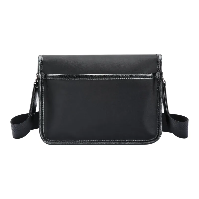 BOPAI Microfiber Synthetic Leather Messenger Bag Sling Bag 2 in 1 Shoulder Bag Crossbody Bag Unisex Black-3