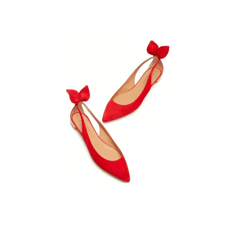 AQUAZZURA Bow Tie Suede Ballerinas-4