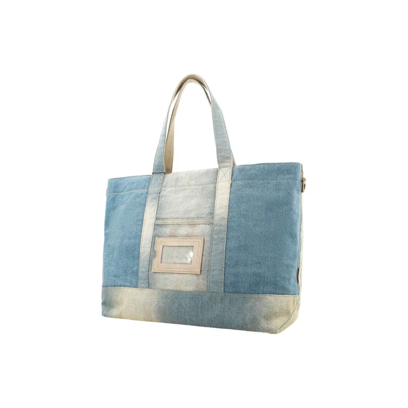 Acne Studios Denim Tote Bag, Shopping Bag, Handbag Regular Women's Light Blue/Beige-2