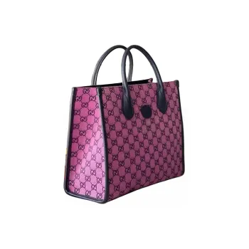 GUCCI Canvas With Leather Tote Bag Shopping Bag Shoulder Bag Crossbody Bag Handbag Small Size Women's Pink/Black