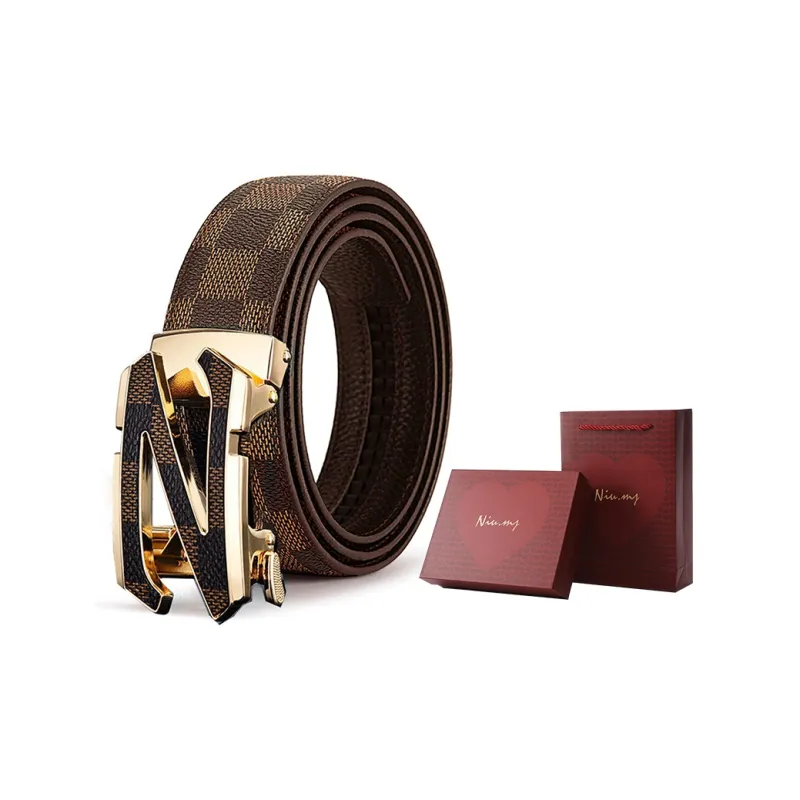 NIUMJ Cow Split Leather Belts Men's 3.5cm-4