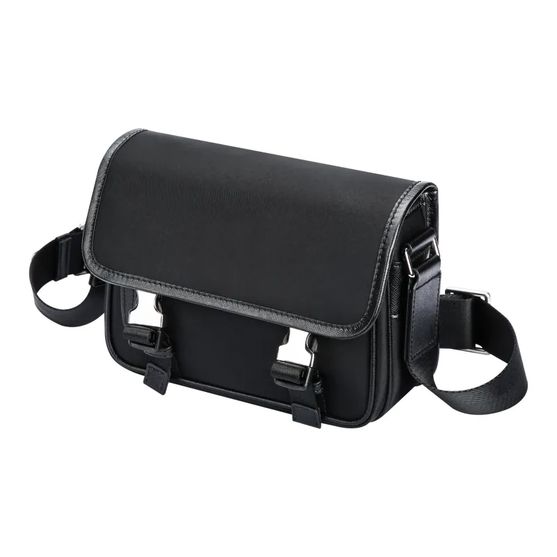 BOPAI Microfiber Synthetic Leather Messenger Bag Sling Bag 2 in 1 Shoulder Bag Crossbody Bag Unisex Black-1