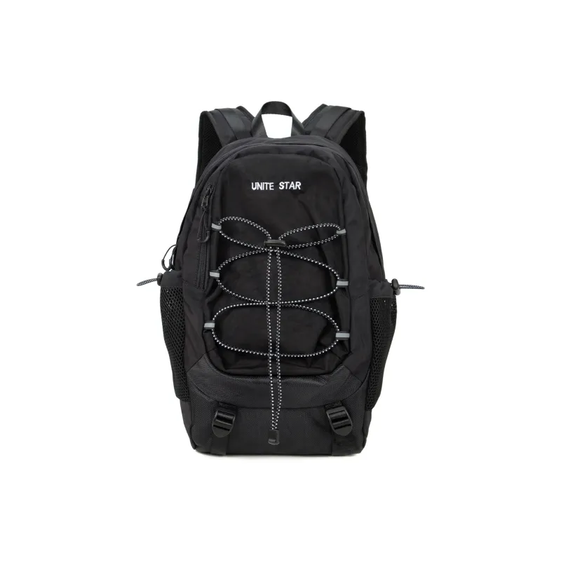 UNITE STAR Nylon Fabric Backpack Medium Size Unisex Black/Purple Gray/Blue Gray-0