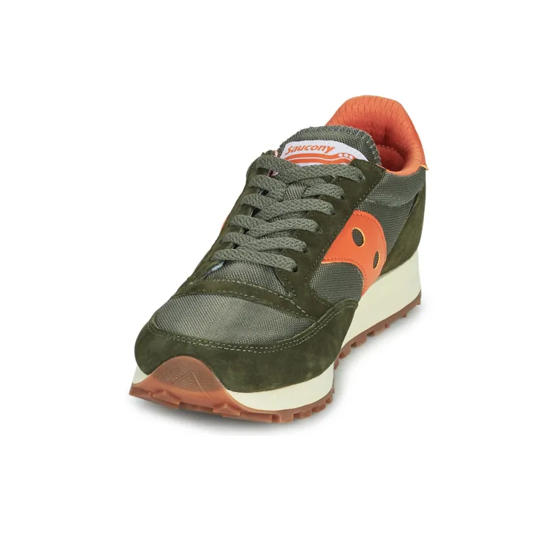 Saucony Jazz 81 Cushioned Slip-Resistant Low-Top Casual Running Shoes Men's Green Orange-2