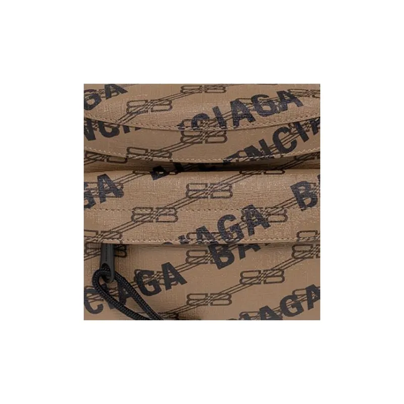 Balenciaga Canvas Canvas Bag Fanny Pack Medium Size Men's Brown-3