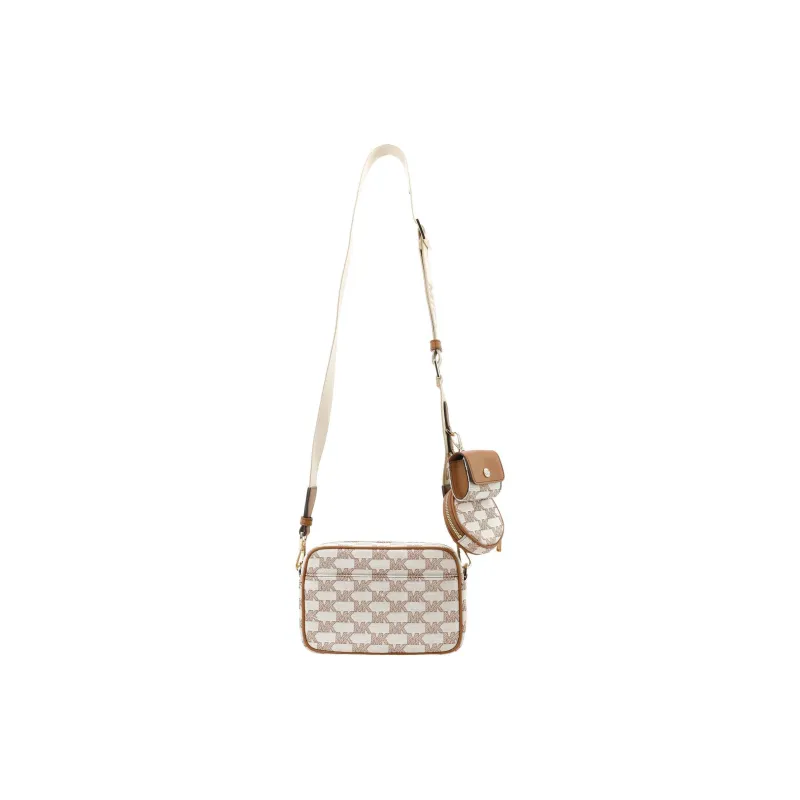 MICHAEL KORS Jet Set Fabric Camera Bag, Shoulder Bag, Crossbody Bag Medium Size Women's Beige & Camel Brown-3