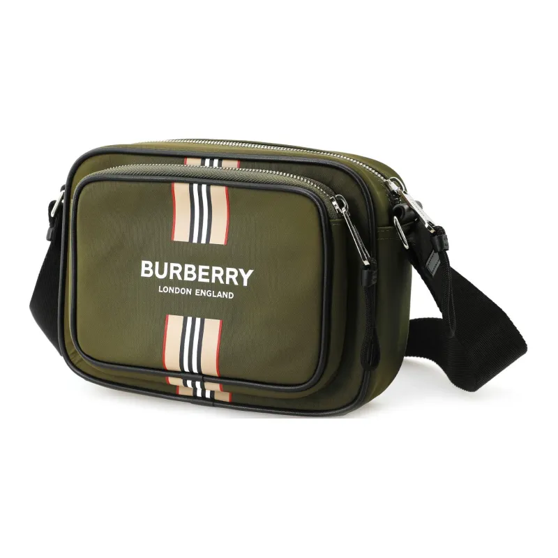 Burberry Logo And Icon Stripe Print Econyl Crossbody Bag Dark Olive Green-2