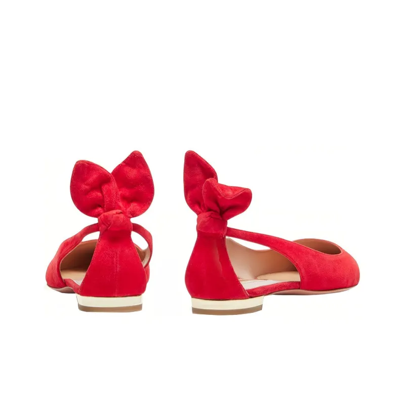 AQUAZZURA Bow Tie Suede Ballerinas-3