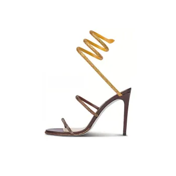 RENE CAOVILLA One Strap Sandals Women's Gold Brown