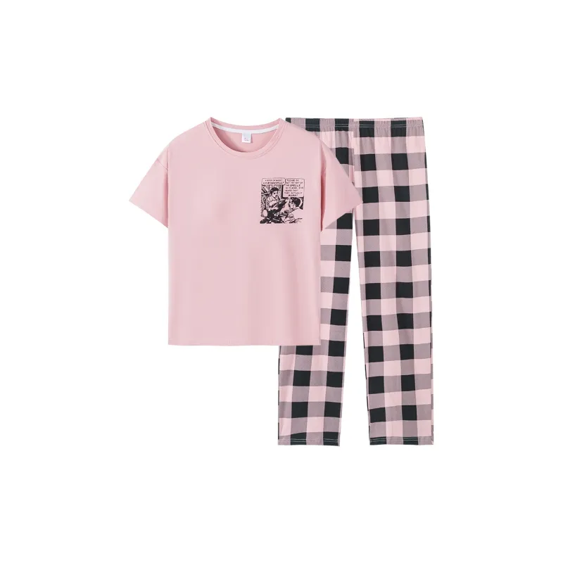 Huggy Kissy Pajama Set Women's Pastel Pink-0