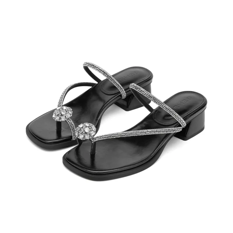 GEMEIQ Slide Slippers Women's Black/Ecru-1