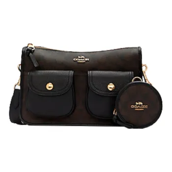 COACH Pennie Canvas Leather Biker 3 in 1 Handbag, Shoulder Bag, Crossbody Bag Large Size Women's Dark Brown