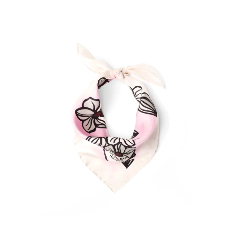 PRADA Camelia-print Twill Scarf-2