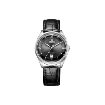 EBOHR Sky Wing Collection Mechanical Movement Genuine Leather Strap Watch Men's Watches Black Dial