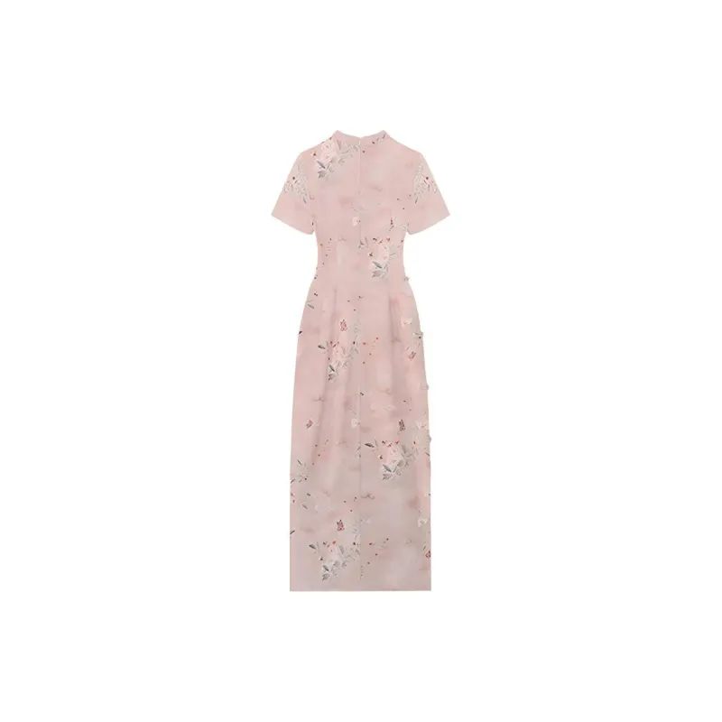 CPAURA Short Sleeved Dress Women's Pink-1