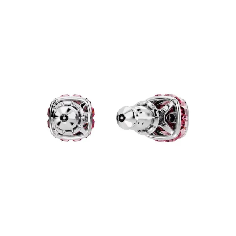 Swarovski Synthetic Cubic Zirconia Rhodium-Plated Faux Crystal Stud Earrings Women's Pink-3