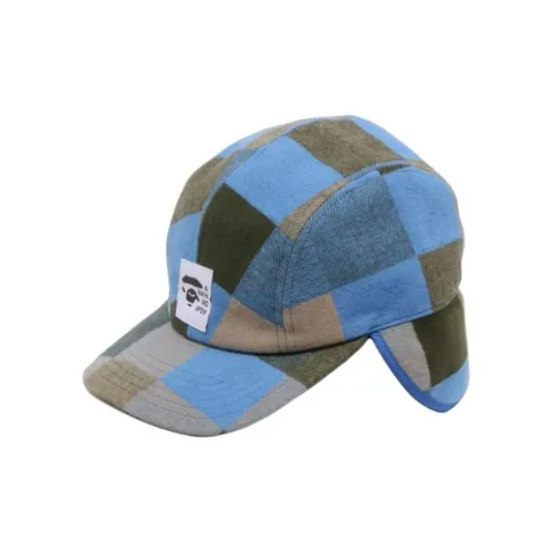 A BATHING APE Cotton Trapper Hats Men's Blue/Brown