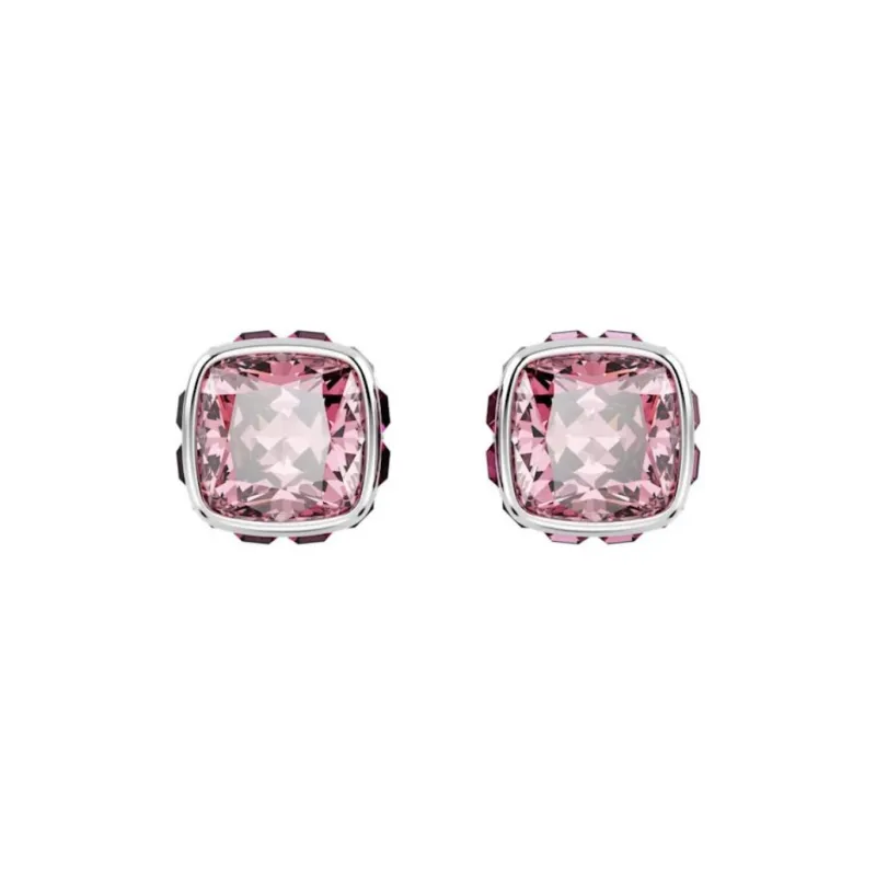 Swarovski Synthetic Cubic Zirconia Rhodium-Plated Faux Crystal Stud Earrings Women's Pink-0