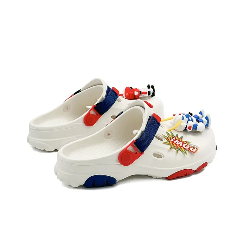 OUBT Closed Toe Slippers Clogs Unisex White Blue Red-1