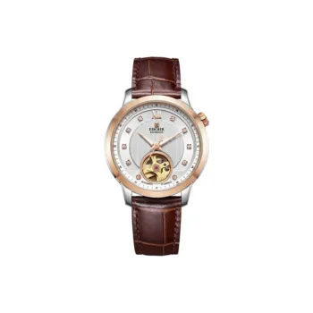 EBOHR Premium Collection Mechanical Movement Genuine Leather Strap Watch Women's Watch Silver Dial