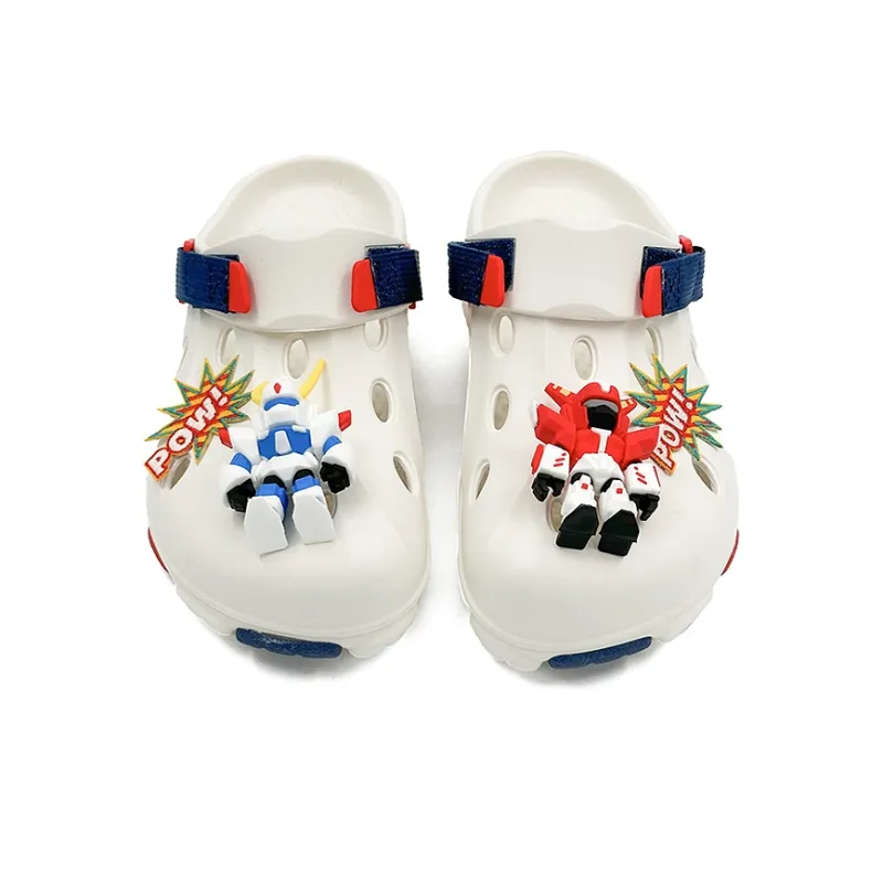 OUBT Closed Toe Slippers Clogs Unisex White Blue Red-3