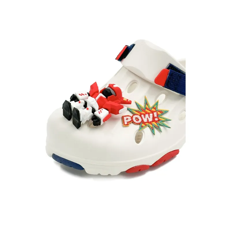 OUBT Closed Toe Slippers Clogs Unisex White Blue Red-4