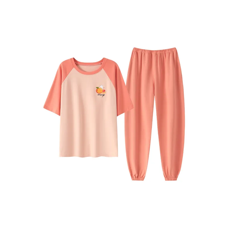 The Story Of The Flower Season Pajama Set Women's Orange-0