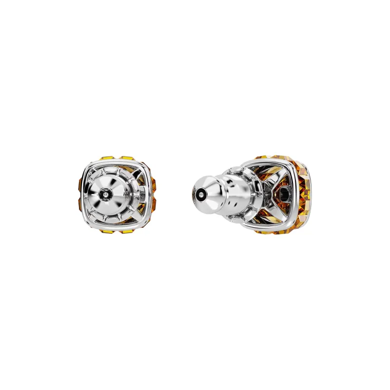 Swarovski Synthetic Cubic Zirconia Rhodium-Plated Faux Crystal Stud Earrings Women's Yellow-3