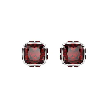 Swarovski Synthetic Cubic Zirconia Rhodium Plated Faux Crystal Stud Earrings Women's Red