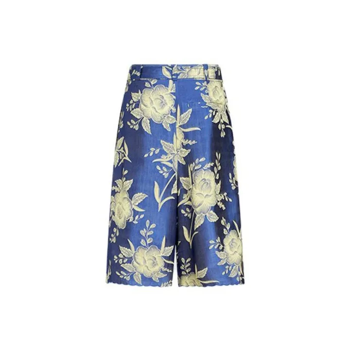 ETRO Floral Jacquard Belted Wide Leg Shorts-1