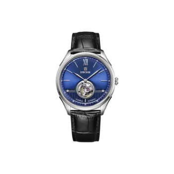 EBOHR Master Collection Automatic Mechanical Movement Genuine Leather Strap Watch Men's Watches Blue Dial