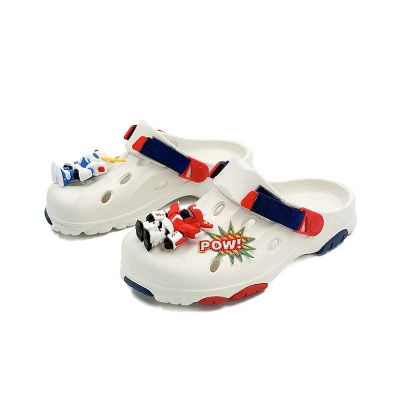 OUBT Closed Toe Slippers Clogs Unisex White Blue Red-2