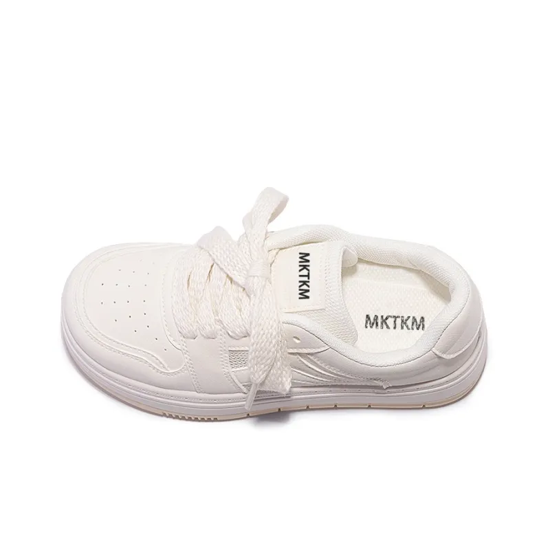 MKTKM Water Resistant Cushioning Height Increasing Low Top Skateboard Shoes Women's Beige-4