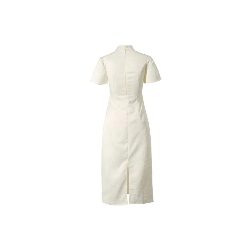 Udon House Short Sleeved Dress Women's Ecru-1