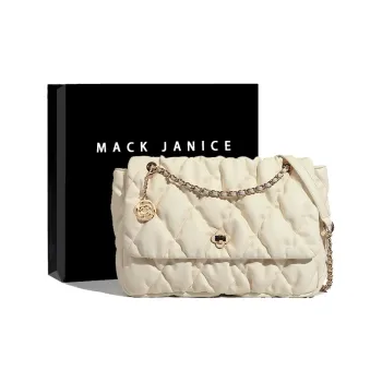 MACKJANICE PU Small Square Bag, Chain Bag, Crossbody Bag, Shoulder Bag Women's Milk White