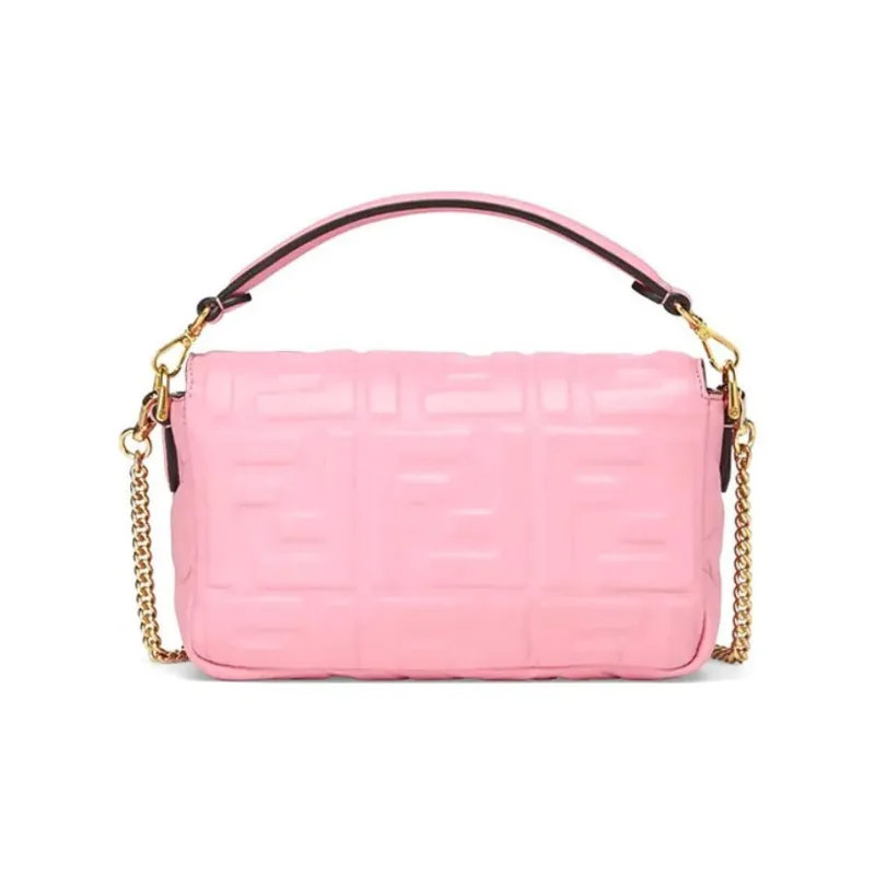 FENDI Baguette Nappa Leather Baguette Bag Handbag Shoulder Bag Crossbody Bag Mini Women's Cherry Blossom Pink-2