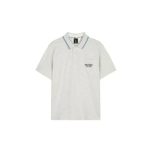 Skechers Polo Shirts Men Light White Heather Gray