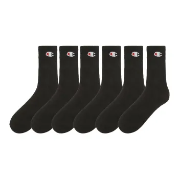 Champion Mid-Calf Socks Unisex 6 Pack Black