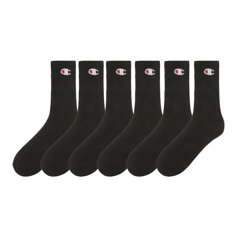 Champion Mid-Calf Socks Unisex 6 Pack Black-0