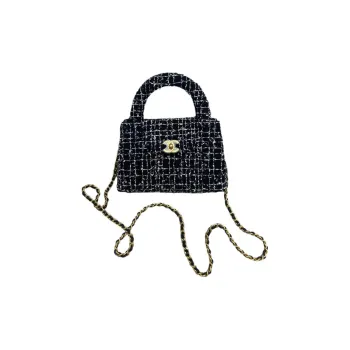 CHANEL Tweed Woven Woolen Shoulder Bag, Crossbody Bag, Handbag Mini Women's Black & White