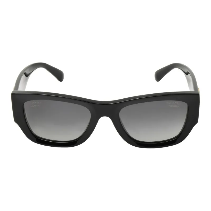 CHANEL Plate Frame Irregular Shape Sunglasses Women's Black-1