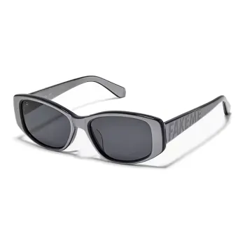 Fakeme Plate Frame Irregular Shape Sunglasses Unisex Gray