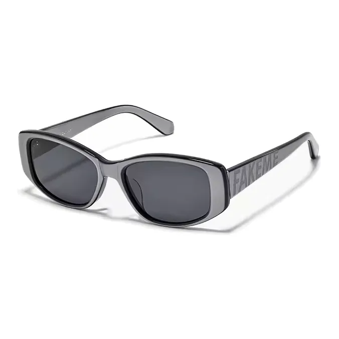 Fakeme Plate Frame Irregular Shape Sunglasses Unisex Gray-0